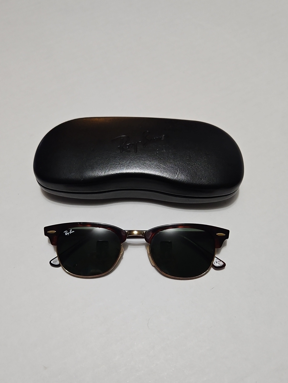 Ray-Ban RB2156 990 Clubmaster ll Sunglasses Tortoise & Gold w/ Dark Green Lenses